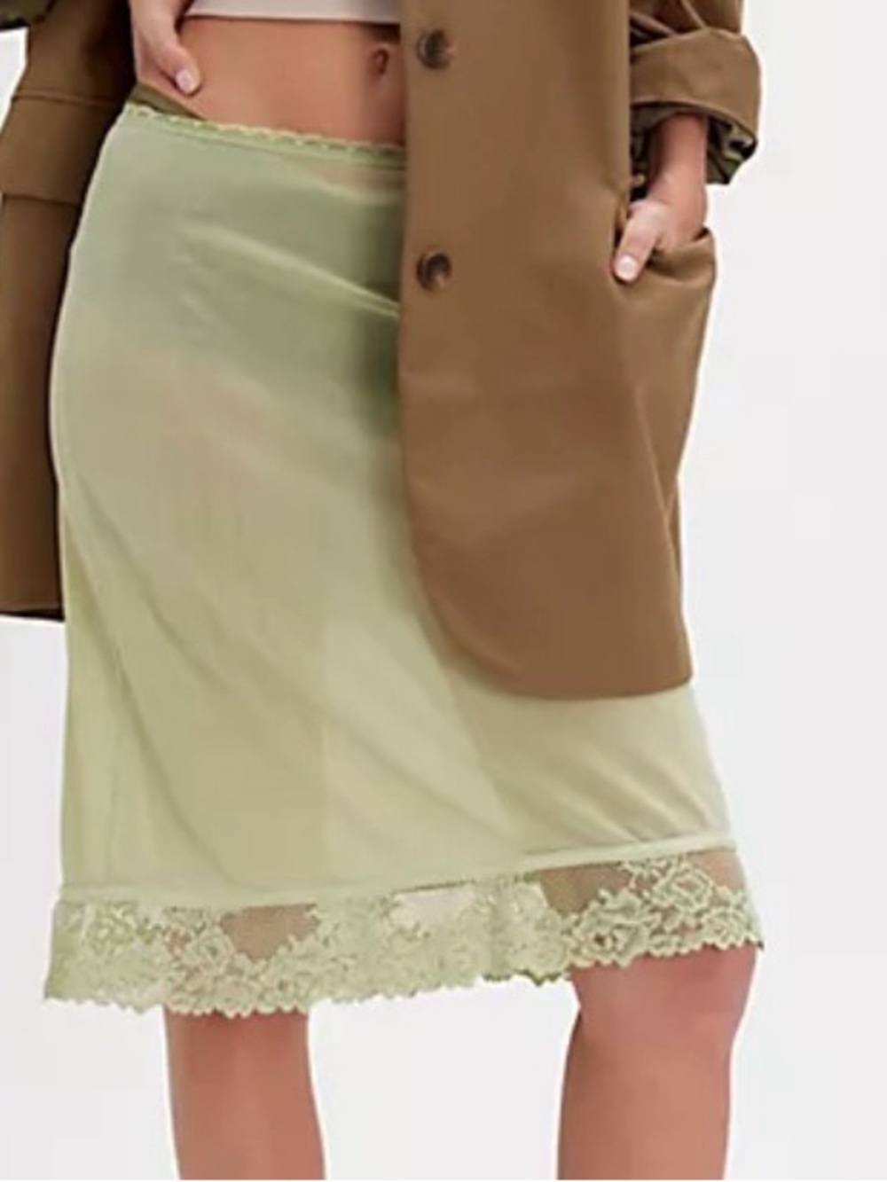 Free people intimately All Or Nothing Half Slip. NWT. Washed sage